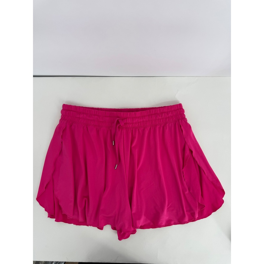 Brisas Fuchsia Pink Layered Petal Hem Shorts Drawstring Waist Skort Sz M